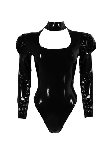 Body Line Black Latex Leotard Bodysuit by AvaCostume (18 Colors)